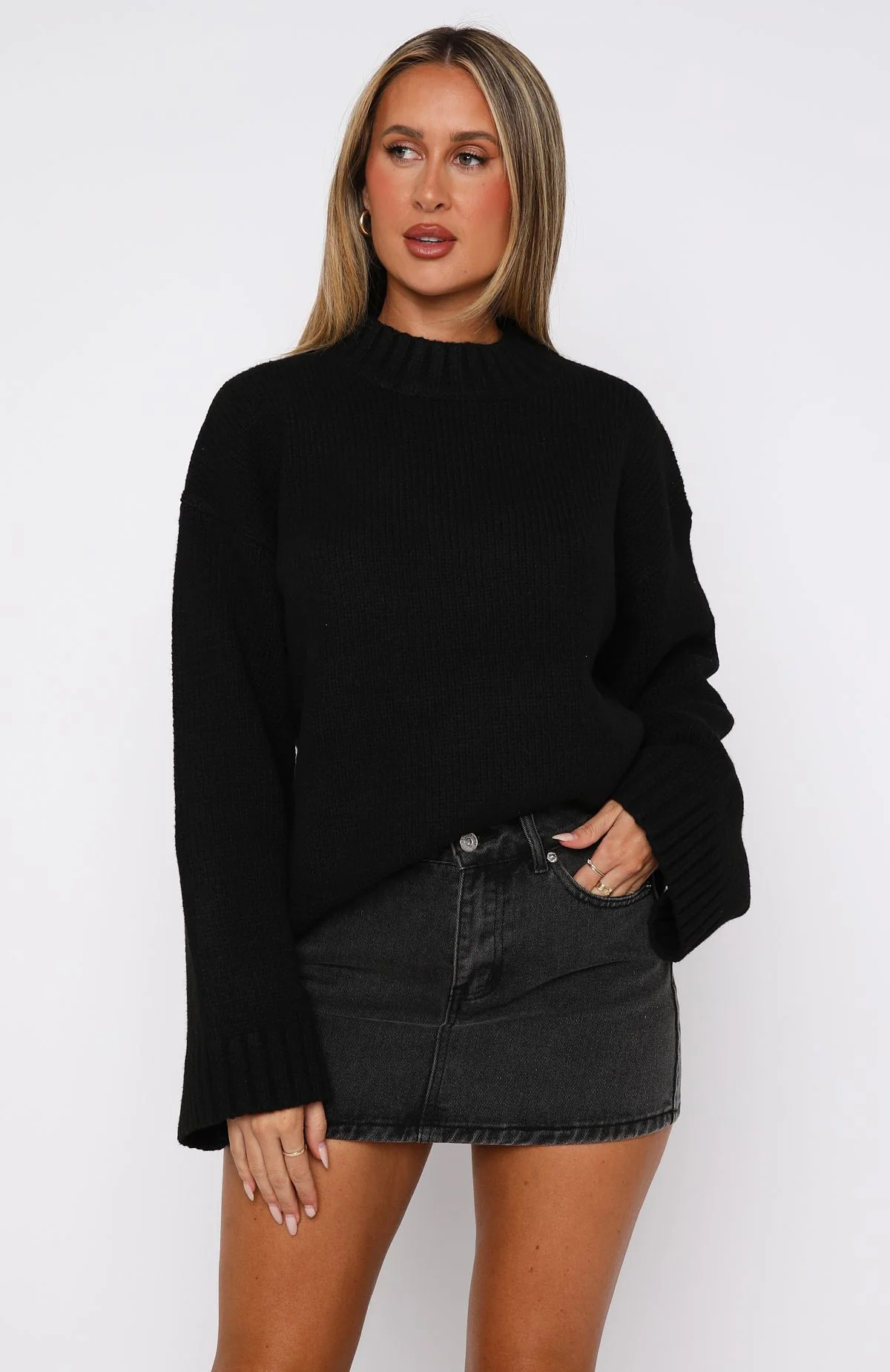 Winter's Chill Knit Sweater Black - Image 2