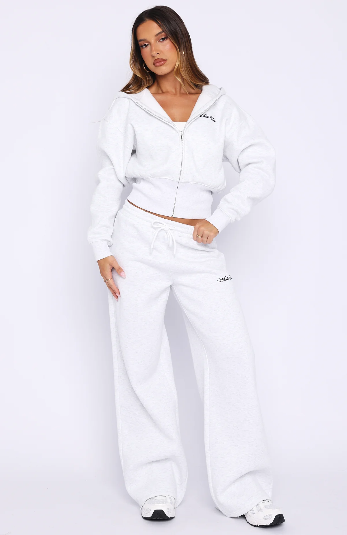 Wishing For It Wide Leg Sweatpants Grey Marle - Image 2