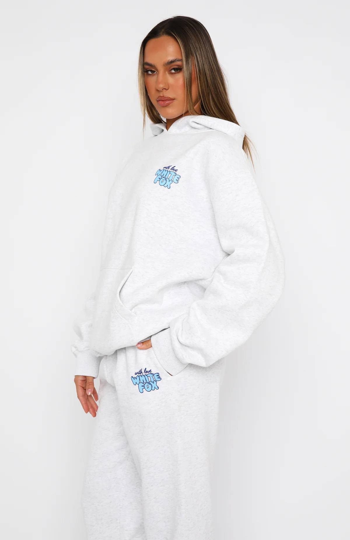 With Love Always Oversized Hoodie Grey Marle - Image 3