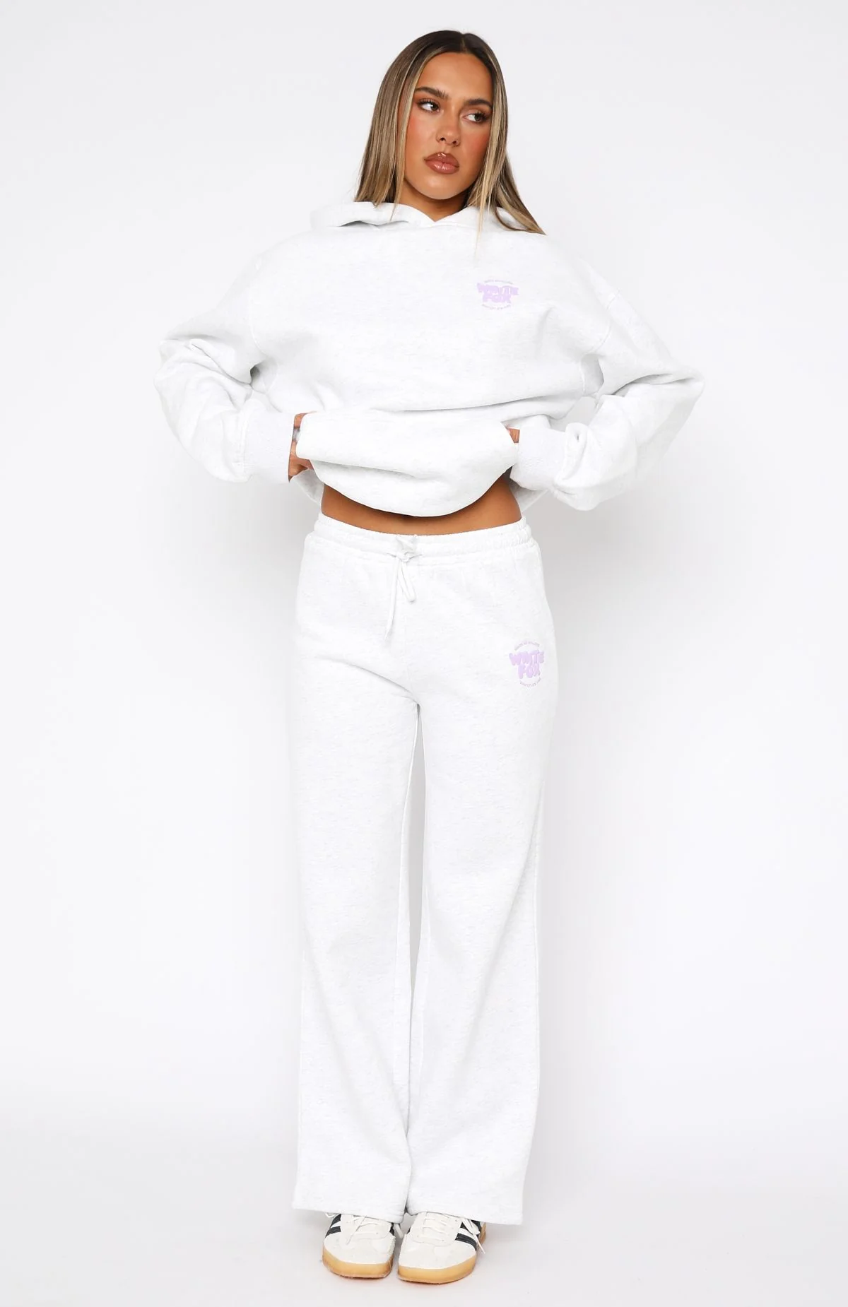With Love For You Wide Leg Sweatpants Grey Marle - Image 2