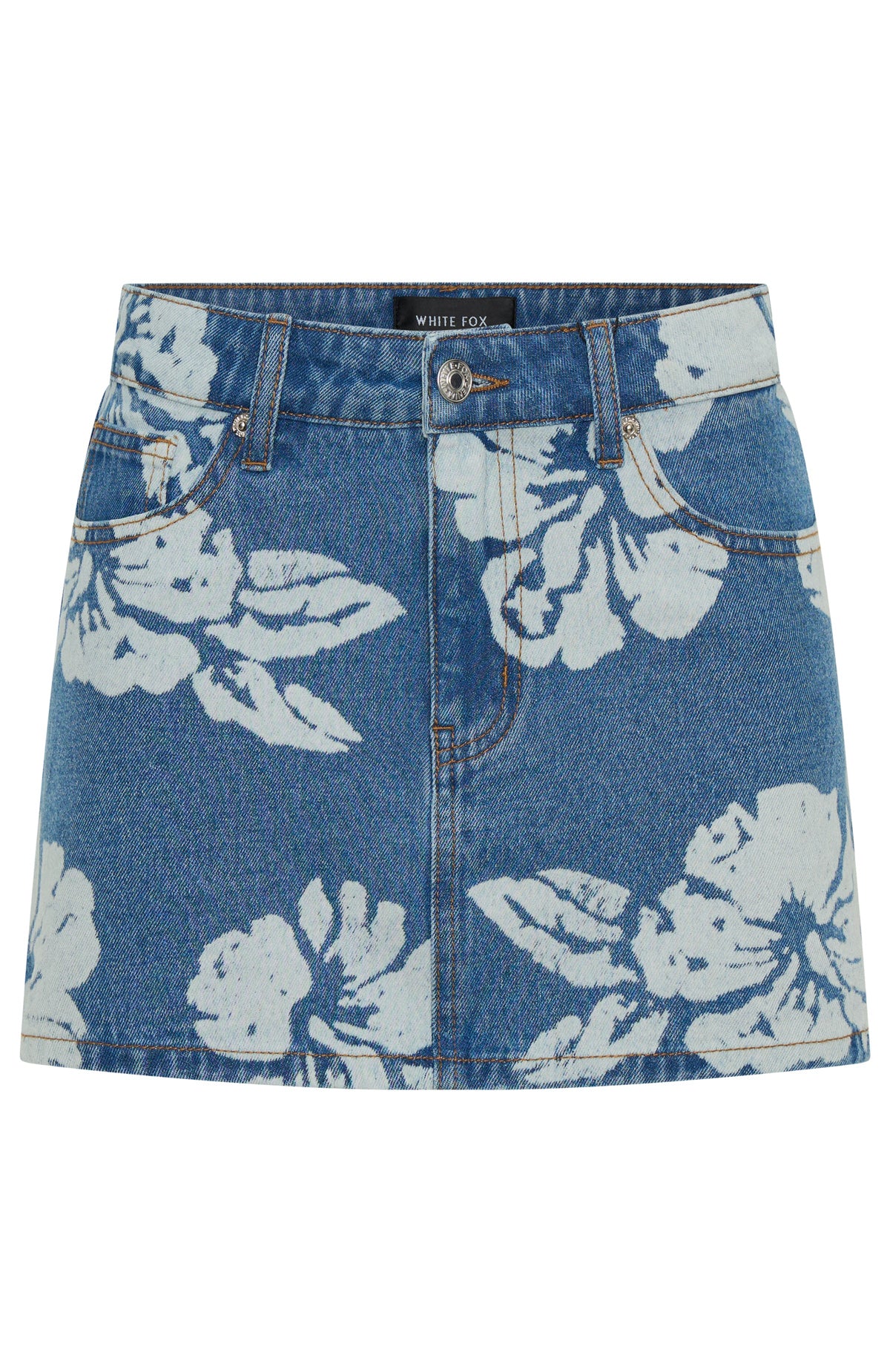 Won't Stop Searching Denim Mini Skirt Flower Print - Image 6