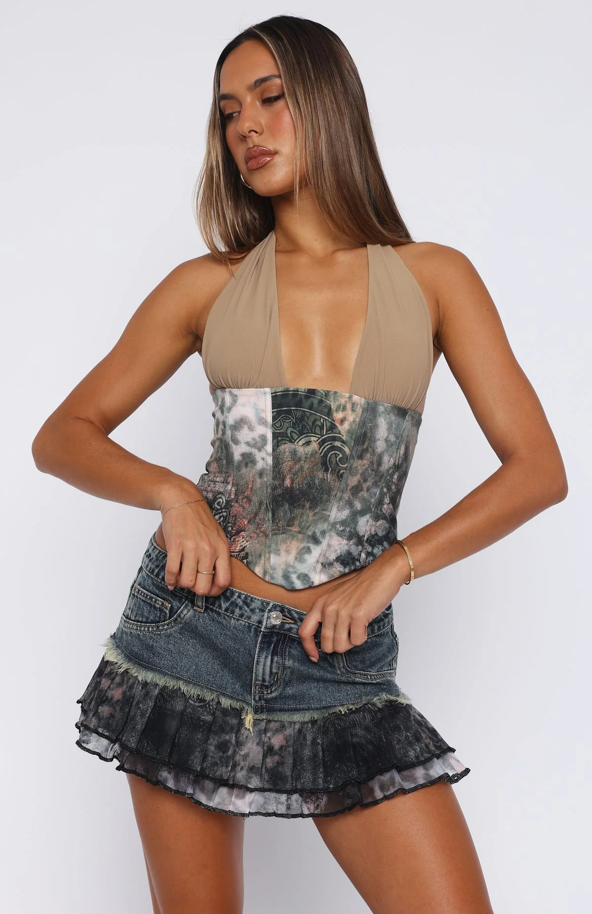 Yee Haw Denim Mini Skirt Safari Indigo - Image 2